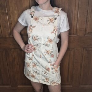 Floral Cream Pinafore Dress